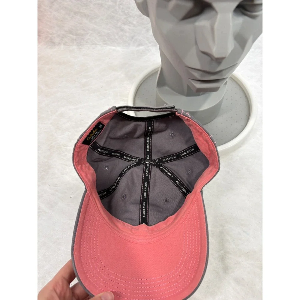 Cabelas Gray Pink‎ Embroidered Logo Baseball Cap Adjustable Hat Womens OSFM